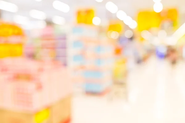 Supermarkt winkel achtergrond met bokeh wazig — Stockfoto