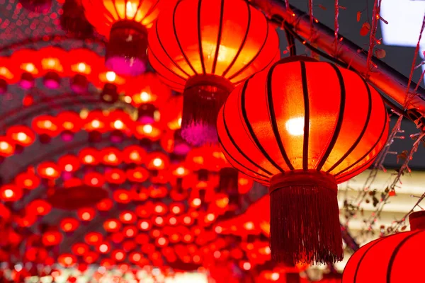 在晚上的中国红灯笼 — 图库照片