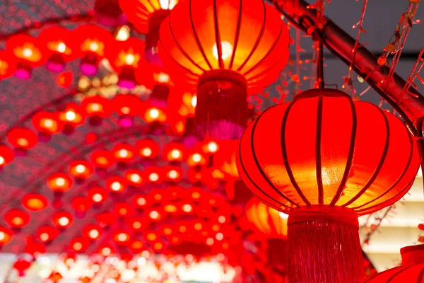 Chinesische rote Laternen bei Nacht — Stockfoto