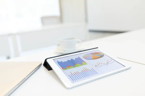 Digitala tablett visar diagrammet i business mötesrum — Stockfoto