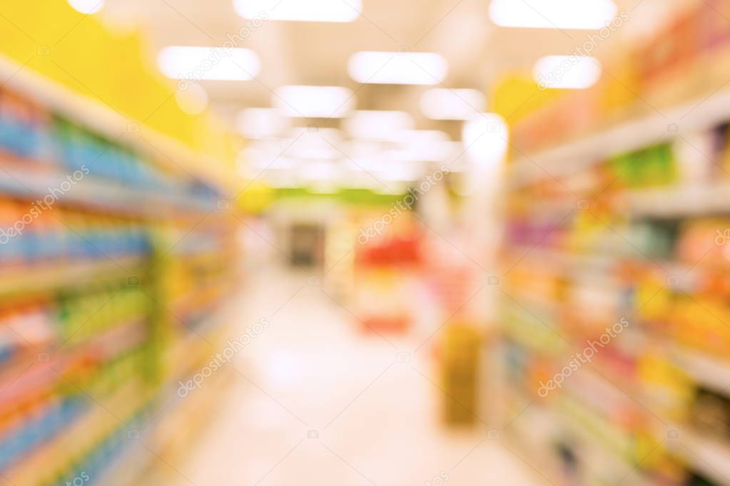 Supermarket Shelves Blurred Background