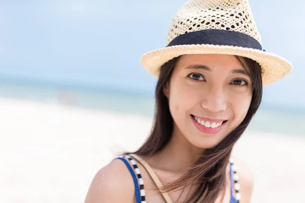 stock image Woman going on sand beach 