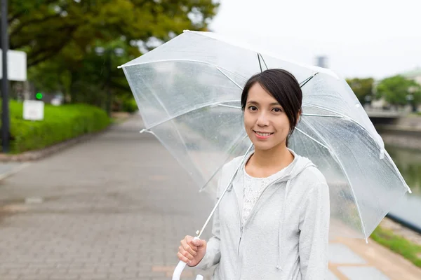Asiatisk ung kvinna med paraply — Stockfoto