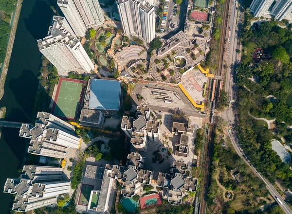 Blick von oben auf Gebäude in Hongkong-Stadt — Stockfoto