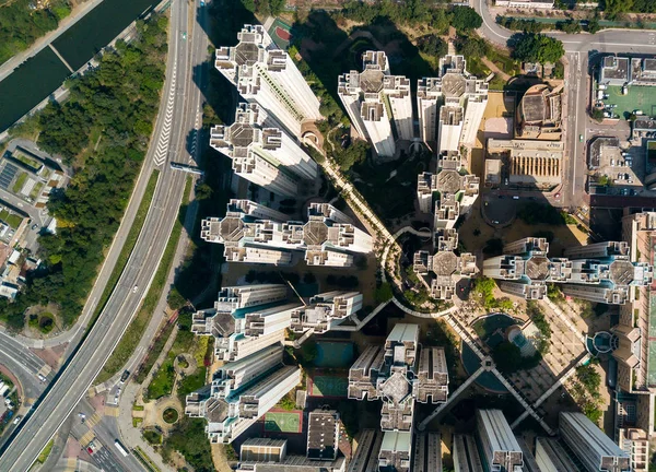 Вид зверху горизонт у Гонконгу — стокове фото