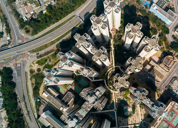 Vue de dessus du paysage urbain à Hong Kong — Photo