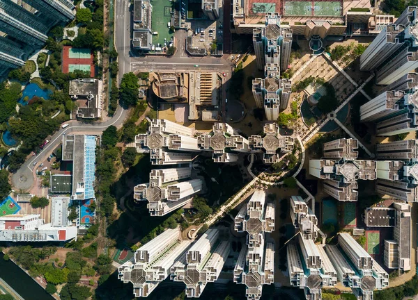 Vista superior da paisagem urbana de Hong Kong — Fotografia de Stock