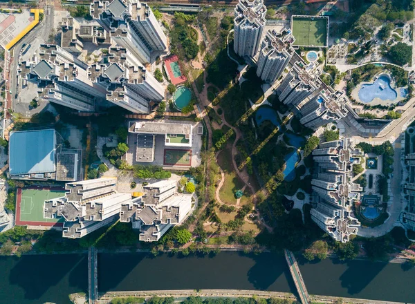 Вид зверху міський пейзаж у Гонконгу — стокове фото
