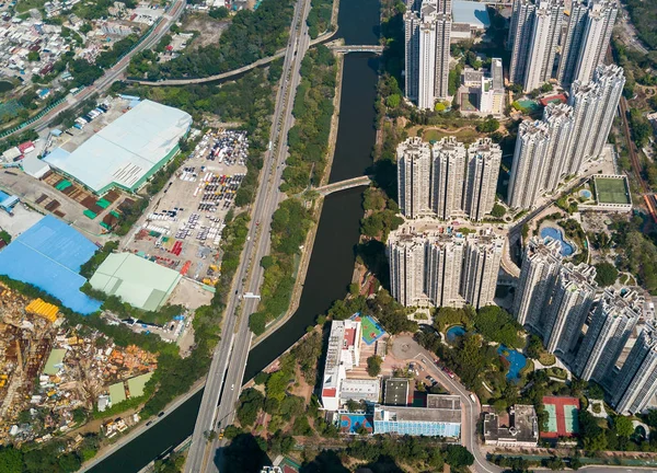 Вид зверху будівель у Гонконгу — стокове фото