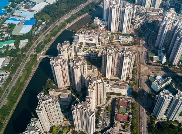 Вид зверху city в Гонконгу — стокове фото