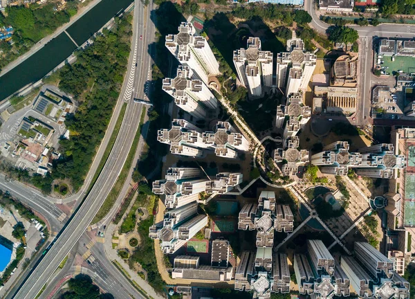 Blick von oben auf Hongkongs Stadtbild — Stockfoto