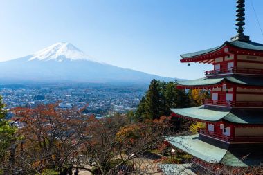 Mt. Fuji with Chureito Pagoda  clipart