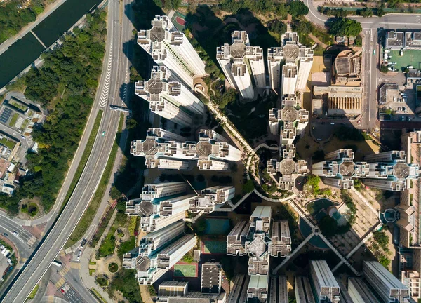 Blick von oben auf Hongkongs Stadtbild — Stockfoto