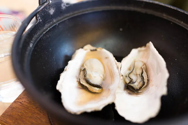 Gestoomde oesters in kom — Stockfoto