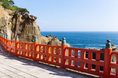 Aoshima tapınak ve Japonya'nın kıyı şeridi