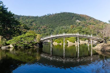 Japon Ritsurin park ve köprü