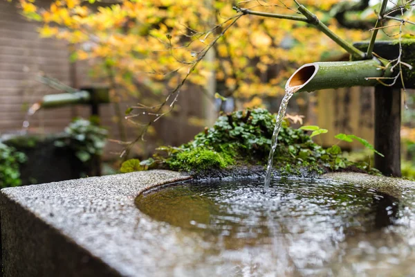 Νερό μπαμπού σε ιαπωνικό ναό — Φωτογραφία Αρχείου