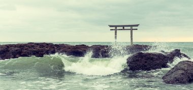 Japonya'da deniz manzarası ve yakın geçit