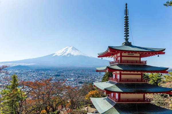 MT. fuji, είδαν πίσω από την Παγόδα chureito — Φωτογραφία Αρχείου