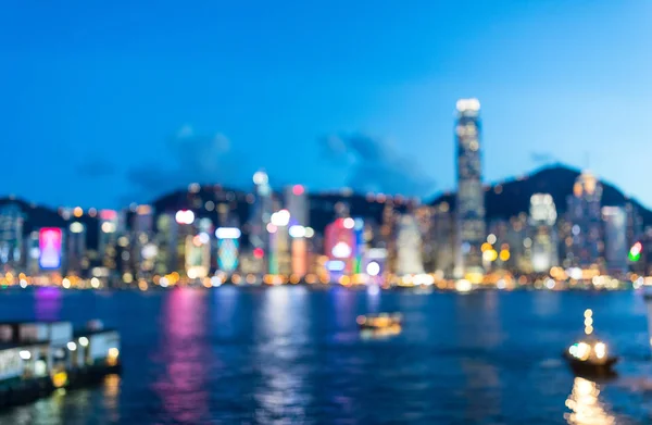 Suddig utsikt över Hongkong på natten — Stockfoto