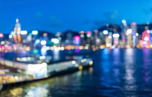 Rozostření pohled na panorama Hong Kong v noci — Stock fotografie