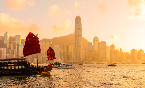 Hong Kong city at sunset