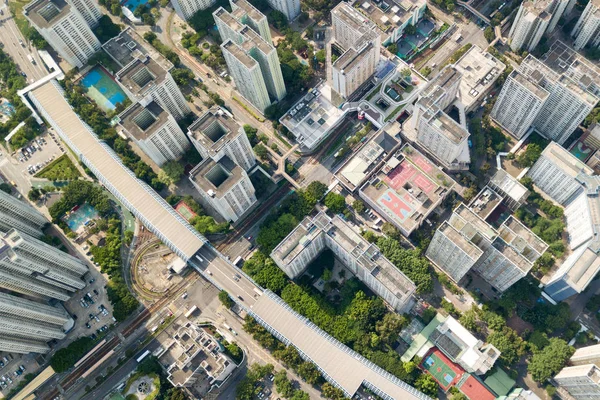 Vista dall'alto degli edifici di Hong Kong — Foto Stock