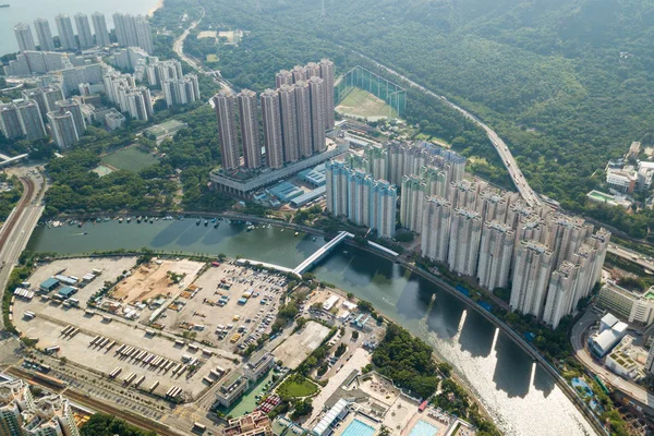 Vista superior del distrito residencial de Hong Kong — Foto de Stock