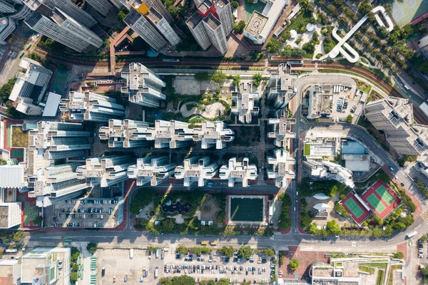 Blick von oben auf Hongkongs Stadtbild — Stockfoto