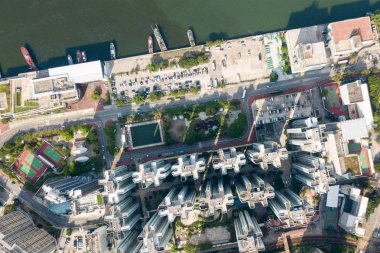 Hong Kong cityscape havadan görünümü