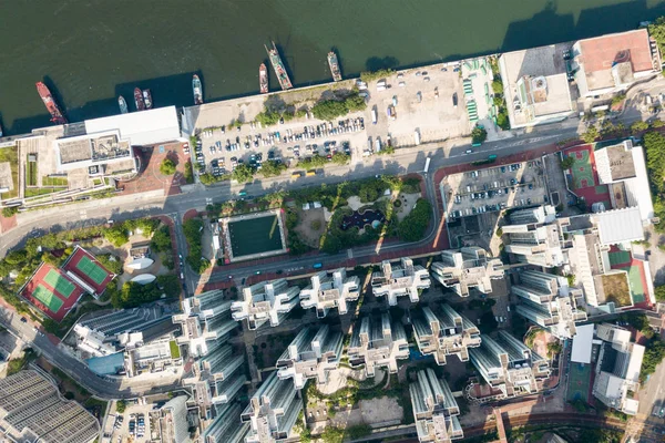 Hong Kong cityscape havadan görünümü