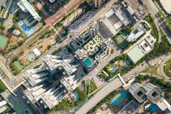 Hong Kong şehir manzarasının en üst görüntüsü — Stok fotoğraf