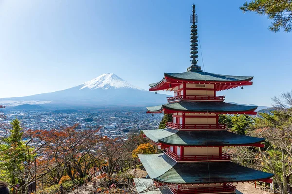 Montanha Fuji e Chureito pagode vermelho — Fotografia de Stock