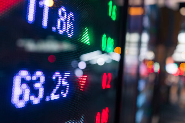 Stock market display at night