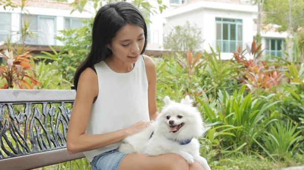 Köpeği olan bir kadın. 