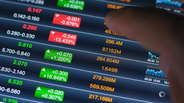 Фондовый рынок с финансовыми данными на планшетном компьютере — стоковое фото
