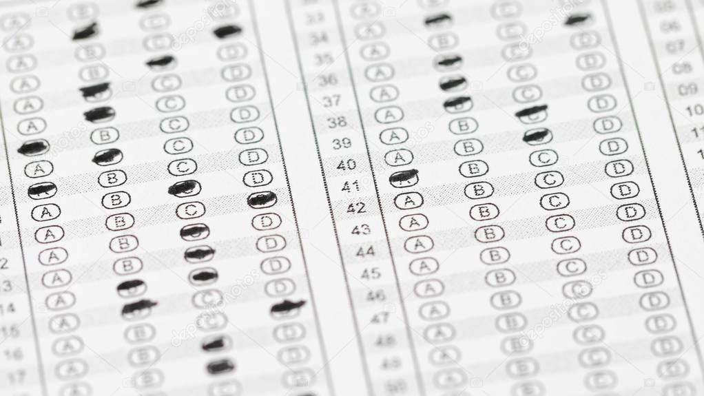 OMR test sheet