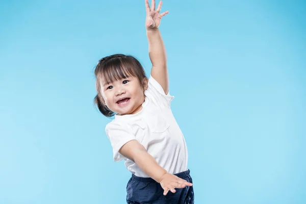 Baby Flicka Raise Hand Upp — Stockfoto