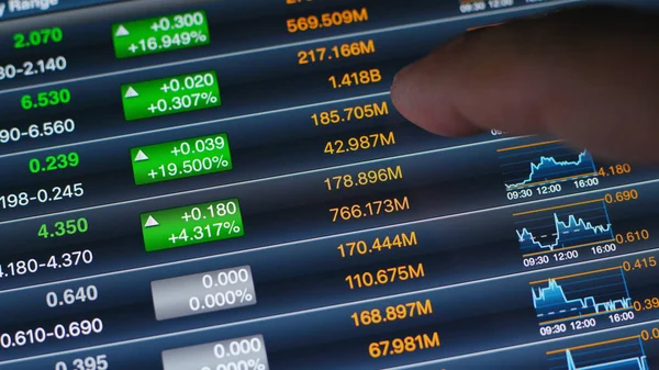 Stock market data on tablet pc — Stock Photo, Image