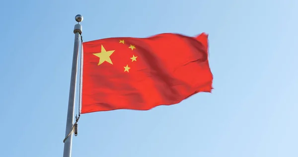 Chinese Vlag Zwaaien Lucht — Stockfoto