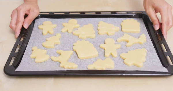 Cookies Προετοιμάσει Βάλετε Στο Φούρνο — Φωτογραφία Αρχείου