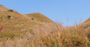 Gün batımı tepe ve mavi gökyüzü