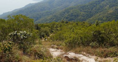 Sonbahar dağda yürüyüş iz 