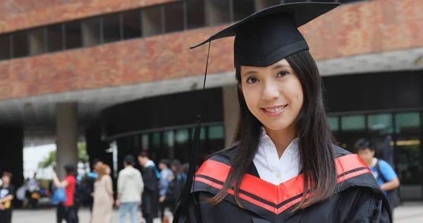 Asian Woman Wearing Graduation Gown — Stock Photo, Image