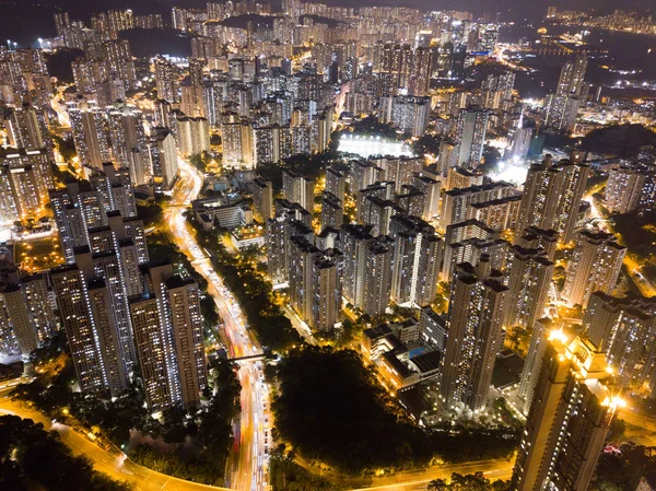 Distrito Residencial Hong Kong Noite — Fotografia de Stock