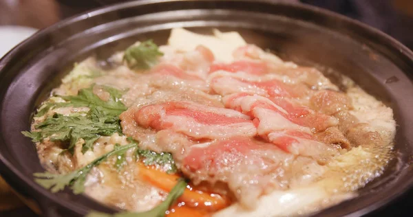 Cocina japonesa sukiyaki, shabu shabu — Foto de Stock