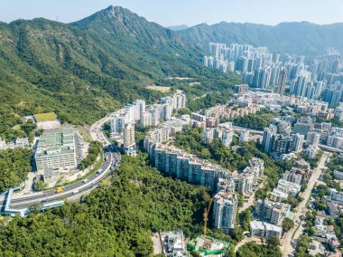 Aslan rock dağ ve Hong Kong şehrinde yapı taşı