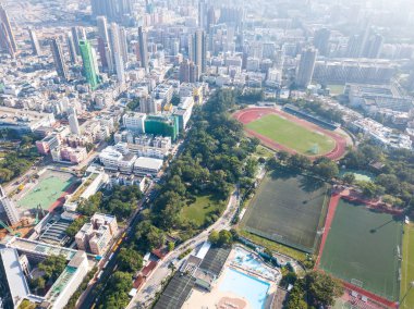Hong Kong şehrinin Üstten Görünüm
