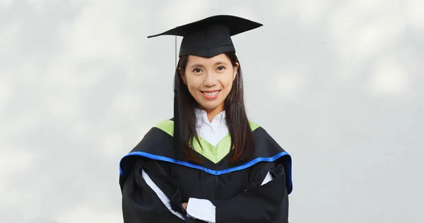 Woman Wearing Graduation Gown — Stock Photo, Image