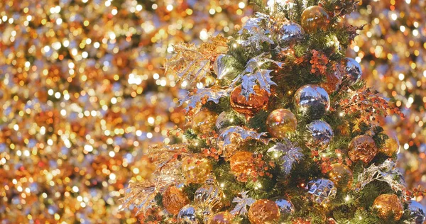 Zlatý Vánoční Strom Dekorace — Stock fotografie